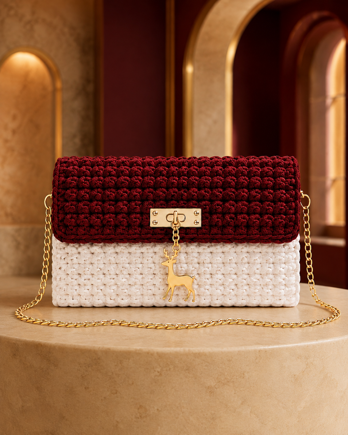 Maroon Harmony crochet bag